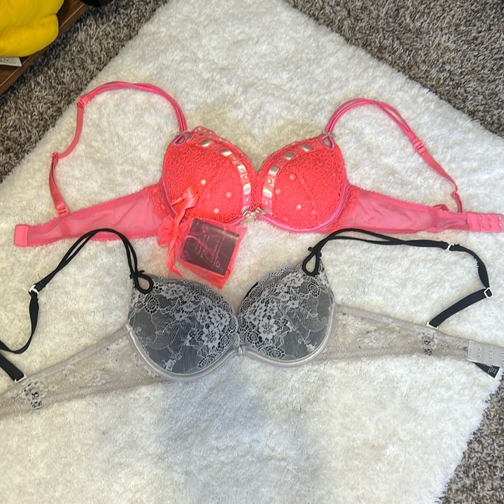 Two Victoria Secret Gorgeous push-up bras